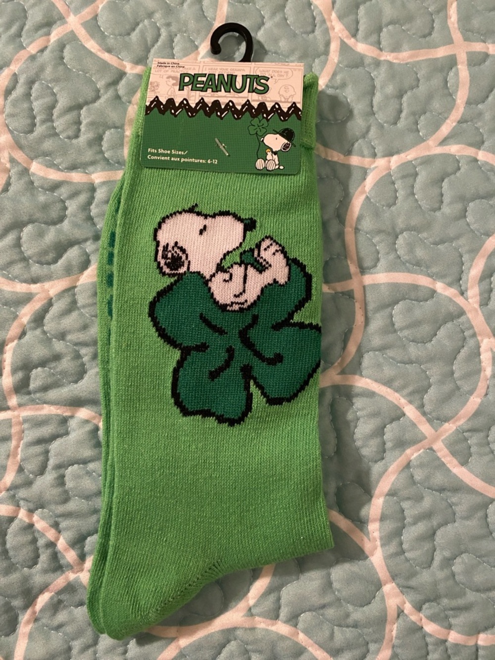 Peanuts Green Snoopy Crew Socks